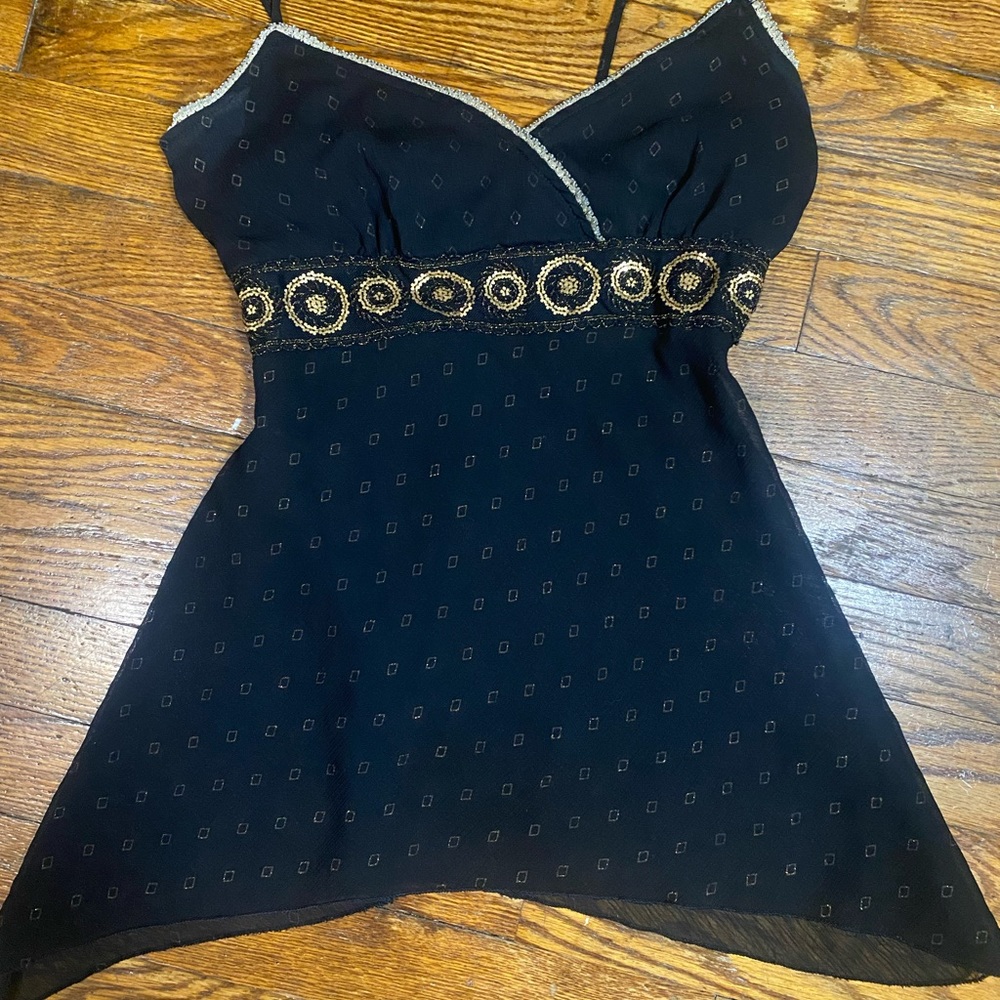 y2k embellished black sheer tank